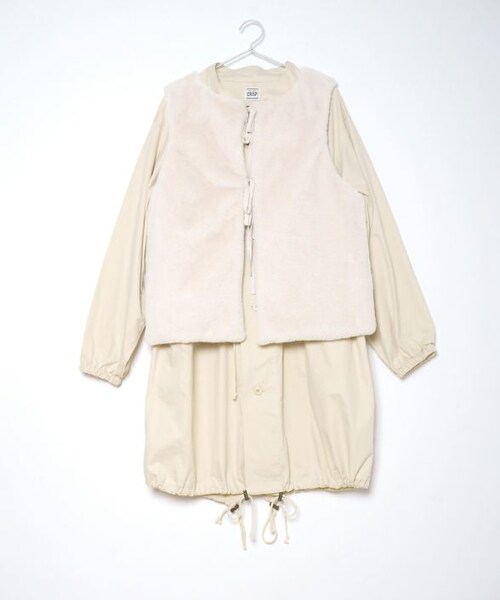 Crisp（クリスプ）の「ボアベストモッズコート[c8R3100]（モッズコート・レディース・ブラウン/アイボリー/カーキ・FREE）」の4枚目の写真