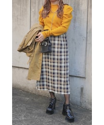 A.D.G | Basic Puff Shoulder Knit Tops (yellow)(ニット/セーター)