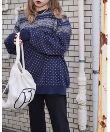 Nordic Oversized Knit Sweater (navy)