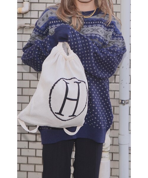 A.D.G（エーディージー）の「Nordic Oversized Knit Sweater (navy)（ニット/セーター・レディース・ブルー・FREE）」の6枚目の写真