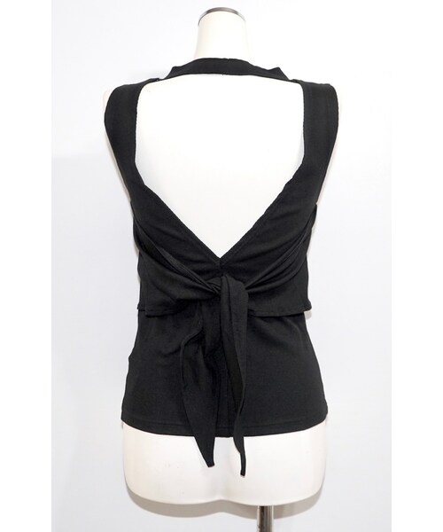 A.D.G(エーディージー)の「Back Ribbon No-sleeve Tops (black)(タンクトップ・レディース・ブラック・FREE)」の5枚目の写真