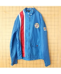 --（--）の「60s 70s USA製 PEPSI COLA ペプシ GREAT LAKES JACKET ナイロン レーシング ジャケット ブルー メンズM相当 ワッペン アメリカ古着（ナイロンジャケット・メンズ）」