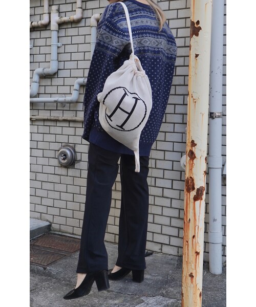A.D.G(エーディージー)の「"H" Logo Knit Knapsack (off white)(バックパック/リュック・レディース・ホワイト・FREE)」の4枚目の写真