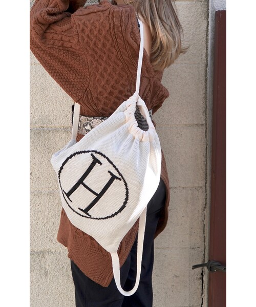 A.D.G(エーディージー)の「"H" Logo Knit Knapsack (off white)(バックパック/リュック・レディース・ホワイト・FREE)」の5枚目の写真