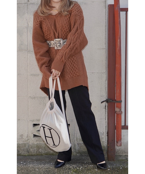 A.D.G(エーディージー)の「"H" Logo Knit Knapsack (off white)(バックパック/リュック・レディース・ホワイト・FREE)」の6枚目の写真