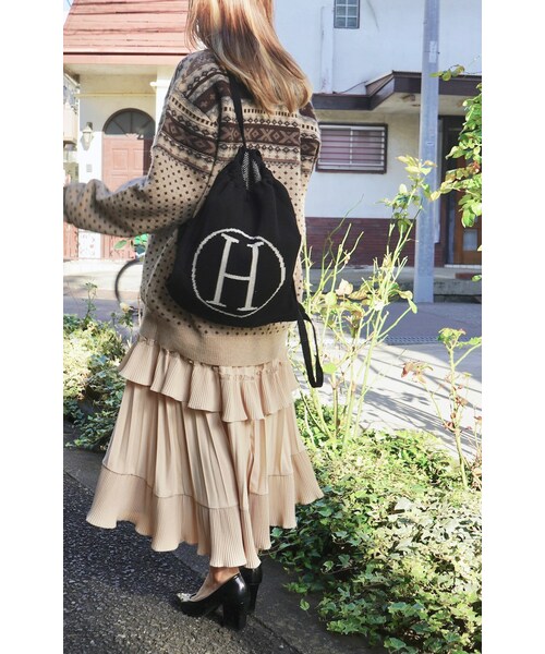 A.D.G(エーディージー)の「"H" Logo Knit Knapsack (black)(バックパック/リュック・レディース・ブラック・FREE)」の5枚目の写真