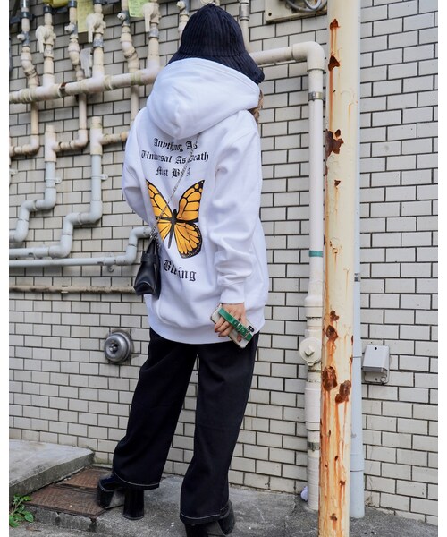 A.D.G(エーディージー)の「Back Slogan&Butterfly Big Sweat Hoodie (white)(パーカー・レディース・ホワイト・FREE)」の7枚目の写真