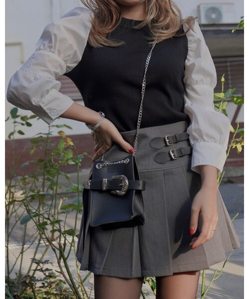A.D.G(エーディージー)の「Blouse Docking Knit Tops(シャツ/ブラウス・レディース・ブラック・FREE)」の1枚目の写真