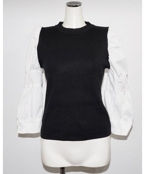 A.D.G(エーディージー)の「Blouse Docking Knit Tops(シャツ/ブラウス・レディース・ブラック・FREE)」の5枚目の写真