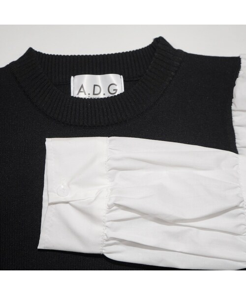 A.D.G(エーディージー)の「Blouse Docking Knit Tops(シャツ/ブラウス・レディース・ブラック・FREE)」の6枚目の写真