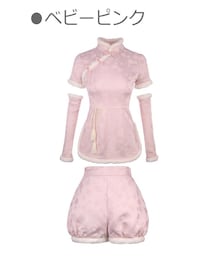 Bobon21 | チャイナ服チュニック×ショーパンSET-全２色-(ワンピース)