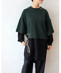 L'Ancre | L'Ancre (アンカー）ケーブルニットレイヤードシャツ(ニット/セーター)