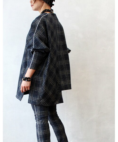 L'Ancre(アンカー)の「L'Ancre (アンカー)ライトチェックトップス(ニット/セーター・レディース・ブルー・Free)」の1枚目の写真