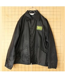 --（--）の「70s 80s USA製 Gem SPORTSWEAR ナイロン コーチ ジャケット ワッペン ブラック メンズM アウトドア アメリカ古着（ナイロンジャケット・メンズ）」