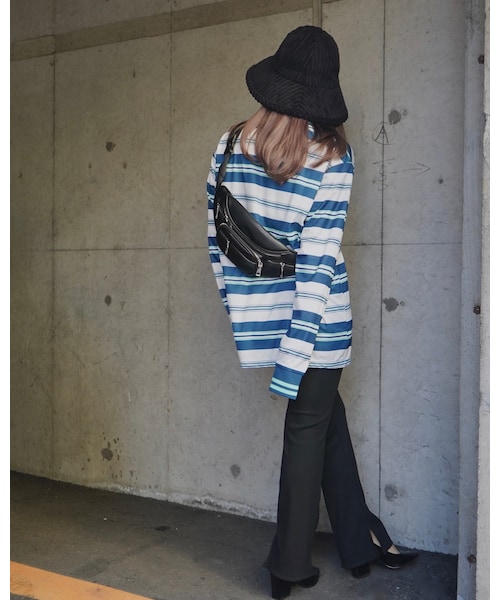 A.D.G(エーディージー)の「Multi Border Rugger Shirts (blue/green)(ポロシャツ・レディース・ブルー・FREE)」の3枚目の写真