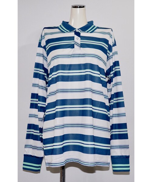 A.D.G(エーディージー)の「Multi Border Rugger Shirts (blue/green)(ポロシャツ・レディース・ブルー・FREE)」の5枚目の写真