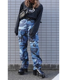 A.D.G | Camouflage Cargo Pants（blue）(カーゴパンツ)