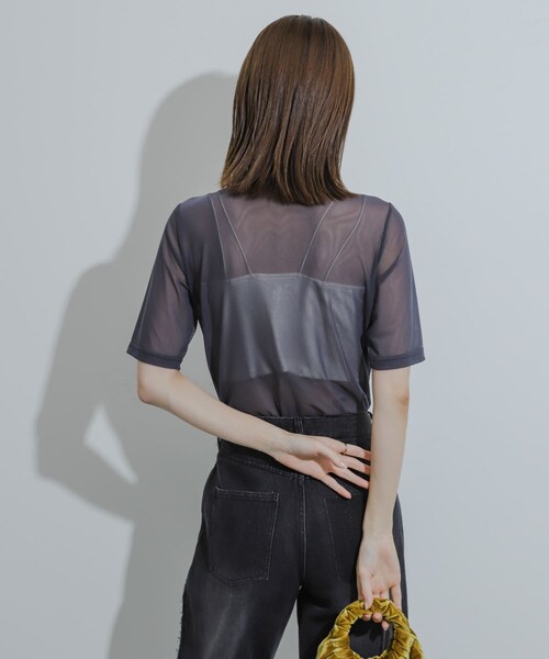 SENSE OF PLACE by URBAN RESEARCH（センスオブプレイスバイアーバンリサーチ）の「コードシシュウカットトップ（Tシャツ/カットソー・レディース・CHARCOAL/IVORY/BROWN・one）」の18枚目の写真
