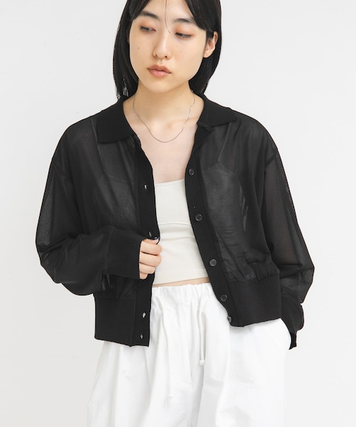 KBF(ケイビーエフ)の「シアーシャツカーディガン(シャツ/ブラウス・レディース・BLACK/BROWN・One)」の4枚目の写真