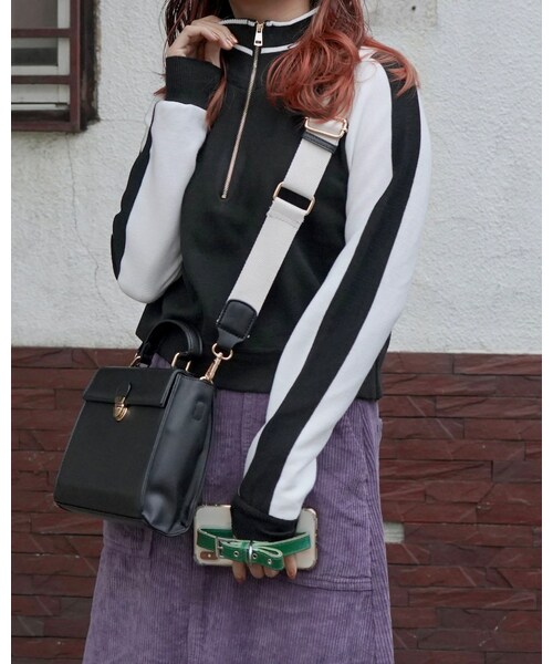 A.D.G（エーディージー）の「Line Design Half Zip Knit Tops (black)（ジャージ・レディース・ブラック・FREE）」の3枚目の写真