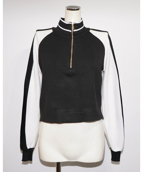 A.D.G（エーディージー）の「Line Design Half Zip Knit Tops (black)（ジャージ・レディース・ブラック・FREE）」の4枚目の写真