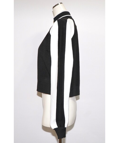 A.D.G（エーディージー）の「Line Design Half Zip Knit Tops (black)（ジャージ・レディース・ブラック・FREE）」の5枚目の写真