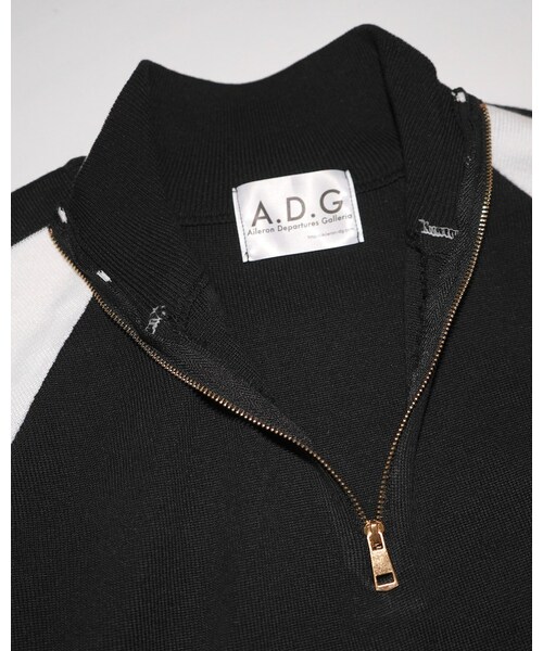 A.D.G（エーディージー）の「Line Design Half Zip Knit Tops (black)（ジャージ・レディース・ブラック・FREE）」の7枚目の写真