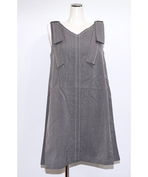 A.D.G(エーディージー)の「Shoulder Ribbon White Stitch Mini Onepiece (grey)(ワンピース・レディース・グレー・FREE)」の6枚目の写真