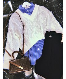 A.D.G | Ribbon Lace Up Cable Knit Sweater (off white)(ニット/セーター)