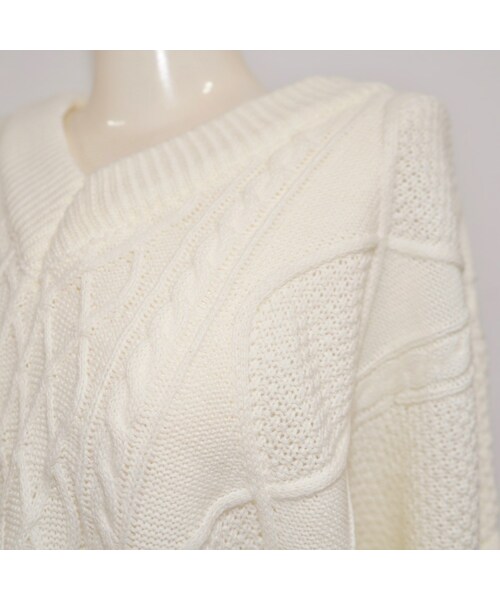 A.D.G（エーディージー）の「Ribbon Lace Up Cable Knit Sweater (off white)（ニット/セーター・レディース・ホワイト・FREE）」の4枚目の写真