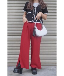 A.D.G | White Trim S/S Cardigan (black)(カーディガン/ボレロ)