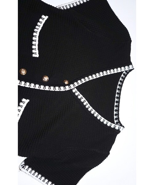 A.D.G（エーディージー）の「White Trim S/S Cardigan (black)（カーディガン/ボレロ・レディース・ブラック・FREE）」の6枚目の写真