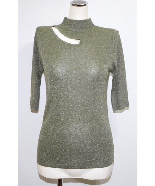 A.D.G（エーディージー）の「Decolletage Cut Lame S/S Knit Tops (light green)（ニット/セーター・レディース・グリーン・FREE）」の5枚目の写真