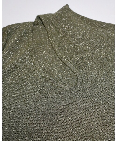 A.D.G（エーディージー）の「Decolletage Cut Lame S/S Knit Tops (light green)（ニット/セーター・レディース・グリーン・FREE）」の6枚目の写真