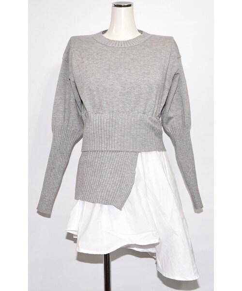 A.D.G(エーディージー)の「Knit&Shirts Docking Design Tunic (grey)(チュニック・レディース・グレー・FREE)」の4枚目の写真