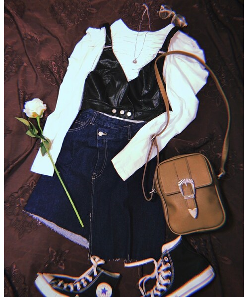 A.D.G(エーディージー)の「Irregular Hem Wrap Denim Mini Skirt (Indigo)(デニムスカート・レディース・ブルー・FREE)」の1枚目の写真