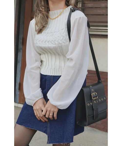 A.D.G(エーディージー)の「Irregular Hem Wrap Denim Mini Skirt (Indigo)(デニムスカート・レディース・ブルー・FREE)」の2枚目の写真