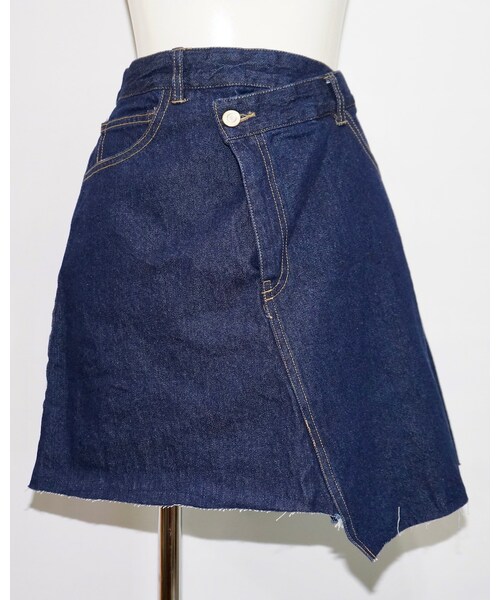 A.D.G(エーディージー)の「Irregular Hem Wrap Denim Mini Skirt (Indigo)(デニムスカート・レディース・ブルー・FREE)」の6枚目の写真