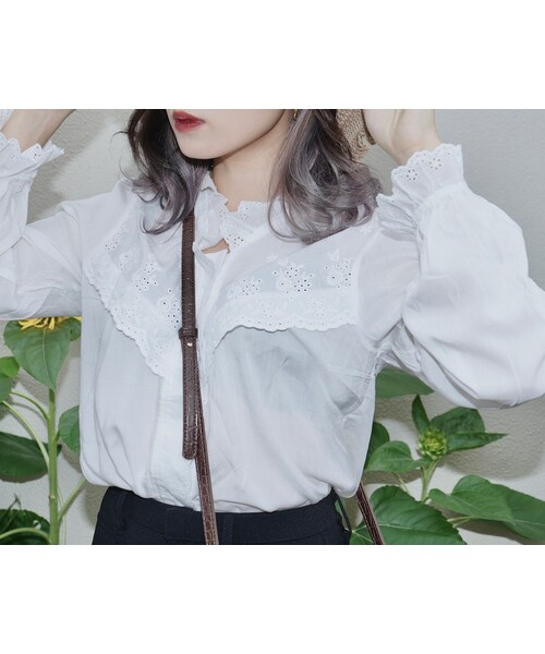 A.D.G（エーディージー）の「Cutwork Cotton Lace Blouse (white)（シャツ/ブラウス・レディース・ホワイト・FREE）」の3枚目の写真