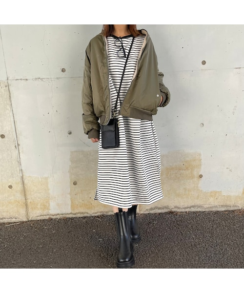 copine（コピン）の「ボア×MA1リバーシブルブルゾン（ブルゾン・レディース・カーキ・ワンサイズ）」の6枚目の写真