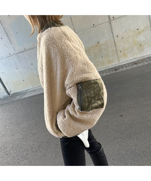 copine（コピン）の「ボア×MA1リバーシブルブルゾン（ブルゾン・レディース・カーキ・ワンサイズ）」の9枚目の写真