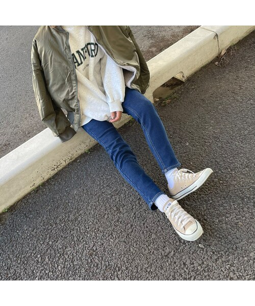 copine(コピン)の「裏起毛ストレッチスキニーデニム(3size)(デニムパンツ・レディース・ブルー・S/M/L)」の4枚目の写真