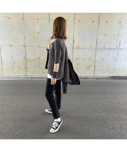 copine（コピン）の「袖パッチワークデザインタートルニット(2color)（ニット/セーター・レディース・グレー/ブラック・ワンサイズ）」の4枚目の写真