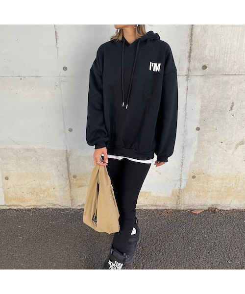 copine(コピン)の「フードラベル付きバックプリントパーカー(ブラック)(パーカー・レディース・ブラック・F)」の5枚目の写真