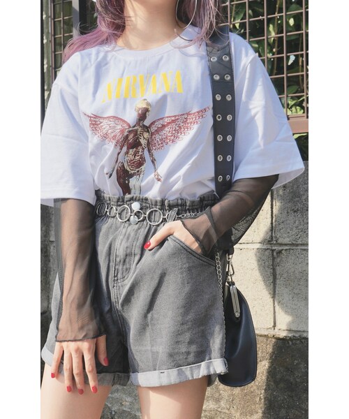 A.D.G(エーディージー)の「High Waist Roll-up Denim Short Pants (black)(デニムパンツ・レディース・ブラック・FREE)」の1枚目の写真