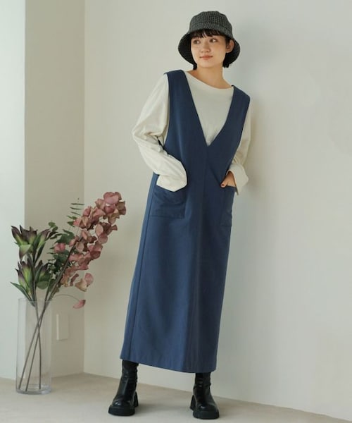 Crisp（クリスプ）の「バックストラップジャンパースカート[c2R3148]（スカート・レディース・ブラック/ネイビー/ピンク・FREE）」の3枚目の写真