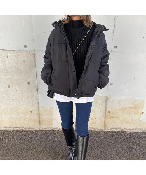 copine（コピン）の「フード付きオーバーサイズダウン（ダウンジャケット/コート・レディース・ブラック・M）」の9枚目の写真