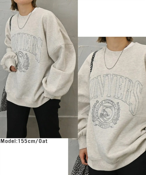 Sheson（シーズン）の「裏起毛ステッチロゴスウェットプルオーバー（スウェット・レディース・オートミール/ブラック・F）」の3枚目の写真