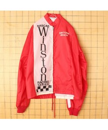 --（--）の「70s 80s USA製 RMD NASCAR Winston DAYTONA BEACH ナイロン レーシング ジャケット レッド メンズS アメリカ古着（ナイロンジャケット・メンズ）」