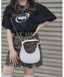 A.D.G（エーディージー）の「Point Crash Leopard Mini Skirt (brown)（デニムスカート・レディース）」